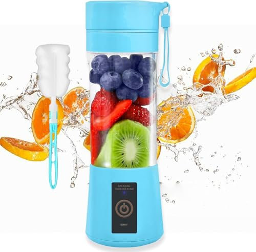 Portable Blender, Juice Maker, Portable Blender Smoothie Maker, Juicer, with Six Blades for Baby Food, Travel, Office, Usb Rechargeable, 380ml-12.20