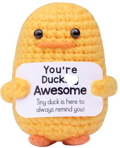 Mwmoeen Pocket Hug Positive Ente Positive Duck Kreative Strickwolle Ente | Emotionale Unterstützung Enten Geschenke Party-Dekoration Familie Freunde Geschenk Geschenk für Freundin