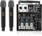 SOWOITIG Karaoke mixer con 2 microfoni wireless, mixer audio a 4 canali, console dj, microfono senza fili, mixer con Bluetooth, porta USB, alimentazione phantom 48 V per registrazione studio