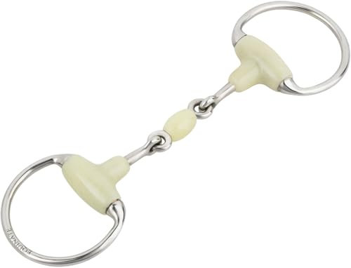 Equinate Olivenkopfgebiss mit Apfelgeschmack 18mm doppelt gebrochen 11,5cm | Anatomisch geformtes maulfreundliches Gebiss mit sanfter Einwirkung | Lasergraviert