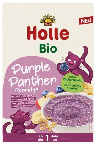 Holle Bio-Porridge, Purple Panther mit Heidelbeeren, Bananen & Äpfeln, 200g (1)