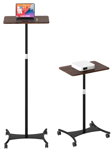 bimiti Stehpult Höhenverstellbar Schreibtisch Laptoptisch mit Rollen, 91-124 cm Höhe Einstellbar Bodenständer Fahrgestellhalter, Mobile Stehpult Halt für Laptop Projektor Büro Studie Arbeit