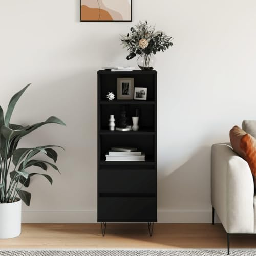 Lauuoeriau Haus & Garten, Möbel-Highboard schwarz 40x36x110 cm Holzwerkstoff