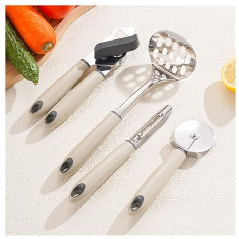 Can Opener, 4-Piece Kitchen Set. Can Opener, Bottle Opener, Pizza Cutter & Paring Knife