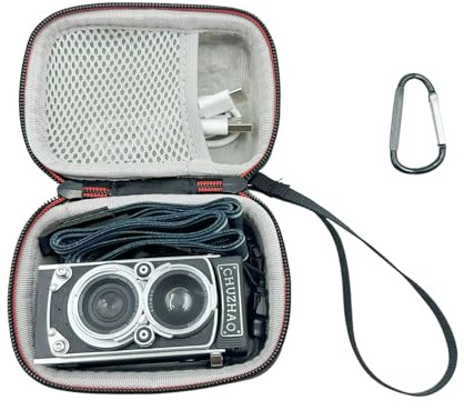 EYEPICK CHUZHAO Camera Case, Carrying Bag for CHUZHAO Retro Mini Digital Camera, Waterproof Hard Travel Protective Storage Case Soft Lining with Handle Strap and Carabiner, Black (Case Only)