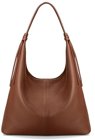 befen Echtleder Handtasche Damen Groß, Slouchy Hobo Bag Ledertasche | Shopper Tasche, Leder Schultertasche Hobo Tasche Umhängetasche für Arbeit Schule - Einfache Klassische Elegante