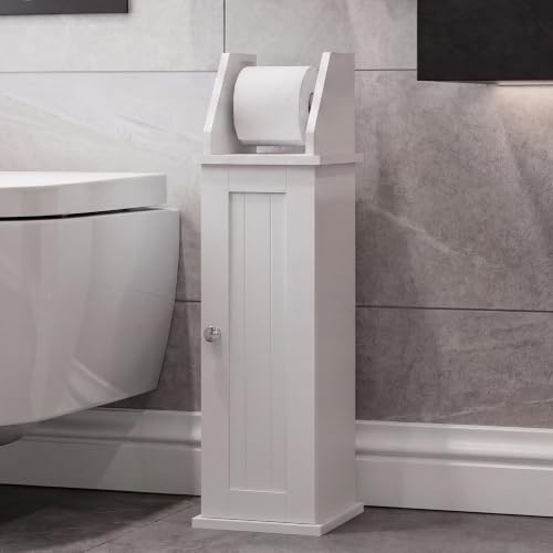 BATH VIDA Toilet Roll Holder & Cupboard (FSC 100%) (White)