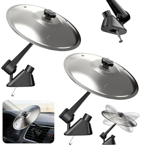MINGBOLIN 2 Mini-Crash-Becken fürs Auto-Lüftungsgitter, Silber | 2 silberne Mini-Becken aus Edelstahl und Kunststoff mit Clip für Lüftungslamellen – Auto-Deko für Schlagzeugfans