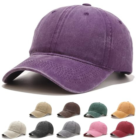 Fuantuda Unisex Baseballkappe, Retro Basecap Damen Herren, 100% Baumwolle, Verstellbar Schildmütze Vintage Basecap, Einfarbig, Geeignet für Outdoor, Sport, Reisen