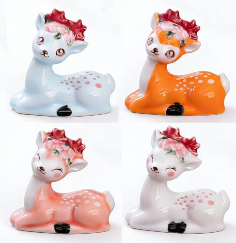 Cute Sika Deer Ceramic Utensil Rest Set of 4 – Chopstick Rest and Spoon Holder, Perfect for Christmas Gifts, Kitchen and Dining Table Decoration