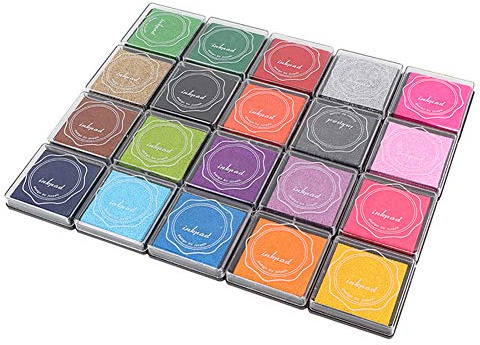 Riuulity Buntes -Stempelkissen-Stempelset für Stempel, Sammelalbum, 20 Farben, Kreative Fingerfarbe für, Sicheres, Umweltfreundliches Material