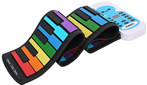 HUSHUI Piano à Clavier Souple, Portable, Flexible, Enroulable, Jouet électronique Arc-en-Ciel pour Enfants Débutants, 49 Touches