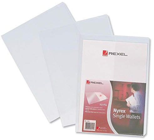 Rexel Nyrex Sichthülle mit vertikaler Innentasche (Format A4) 25 Stück transparent