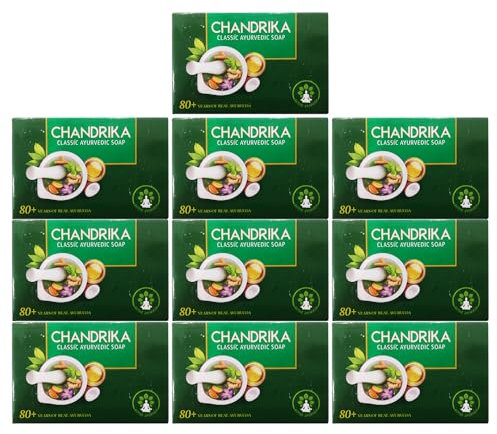 75 Grams, 10 Pack von Chandrika Ayurvedischen Kräuter Bad Seife mit rein wesentlich und natürlich Öle