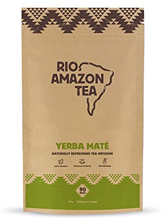 Rio Amazon Yerba Mate Teabags – Traditional South American Mate Tea – Energy & Weight Support – Slim Mate Tea – Vegan – Medium Caffeine – 1 Pack – Green & Smoky Flavor – Yerba Mate Tea Bags