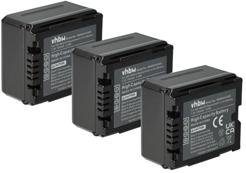 vhbw 3X Akku kompatibel mit Panasonic HDC-SD100, HDC-SD1, HDC-SD10 Videokamera Camcorder (700 mAh, 7,2 V, Li-Ion) + Infochip