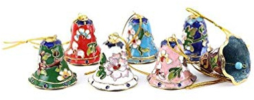 lachineuse - Chinesische Dekoglocke - Dekoobjekt zum Aufhängen - Glocke aus Cloisonné-Emaille - Blumenmuster - Maße 4,5 x 4,5 cm Geschenkidee China Asien