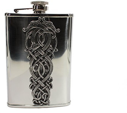 Celtic Whiskey Flask Stainless Steel & Pewter Irish Made