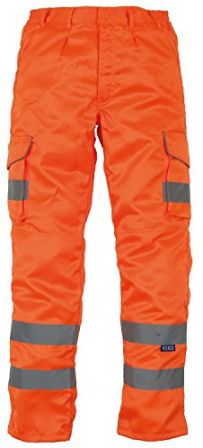 Yoko Mens Hi Vis Polycotton Cargo Trousers With Knee Pad Pockets (28R) (Orange)