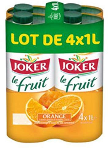 Joker Jus d'orange sans pulpe - Le lot de 4 bouteilles de 1L
