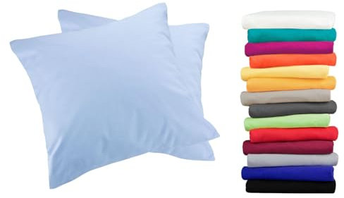 Moon 2er Pack Luxury Linon Kissenbezug 100% Baumwolle-hellblau-50x50