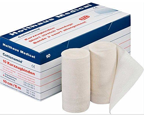 Holthaus Medical Cottonamid® Kurzzug-Binde Verband Binde Bandage, rohweiß, elastisch, 8cmx5m, 10St