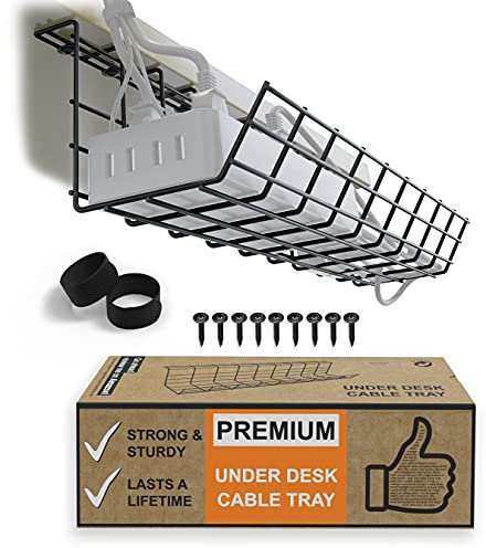 Scanfield Organizador Cables Escritorio, Bandeja Organizador Escritorio con Flujo de Aire, Bandeja Cables para Escritorios Robusto y Espacioso, Fácil de Instalar, Estante Modular para Ordenar Cables