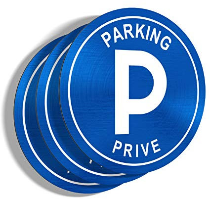 imaggge.com 3X Panneaux rigides Parking privé pour Emplacement Parking - Application sur Poteau, Mur, Porte de Garage - Ultra résistant - Aluminium (Pas PVC) - 20 cm …
