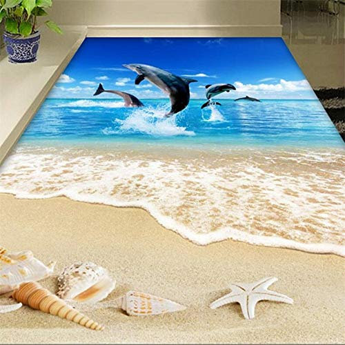 Pinturas de suelo personalizadas 3D Surf Beach Shells Starfish Salon Cuarto de baño Decoración de pisos 3D