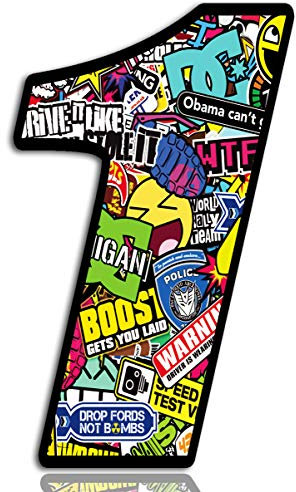 Biomar Labs® Startnummer Nummern Auto Moto Vinyl Aufkleber Sticker Bomb Stickerbomb Motorrad Motocross Motorsport Racing Nummer Tuning 1, N 201