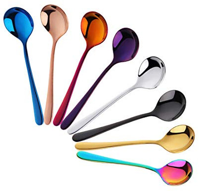 Buyer Star 8 pezzi Cucchiai da Dessert Cucchiai per insalata colori misti Cena Aperitivo Pasticcino Torta Cucchiaio per adulti bambini