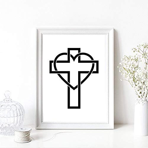 Din A4 Kunstdruck ungerahmt Bild Kreuz Herz Kruzifix Glaube Liebe Jesus Gott Christentum Druck Poster