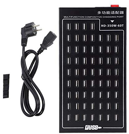 Cargador USB, 60 Puertos USB Charging Station 5V 2A Adaptador de Corriente USB para teléfono EU Plug 220V