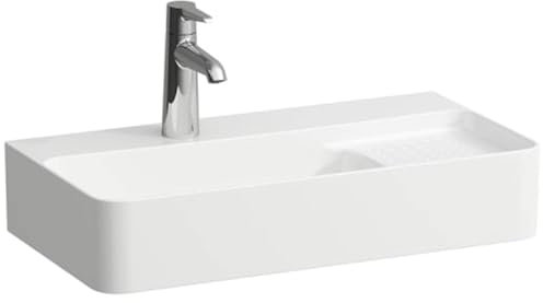 LAUFEN VAL Aufsatzwaschtisch COMPACT, ohne Hahnloch, mit Überlauf, 600x315mm, semi-trockener Bereich rechts, US geschl., H8172854001091, Farbe: Weiß