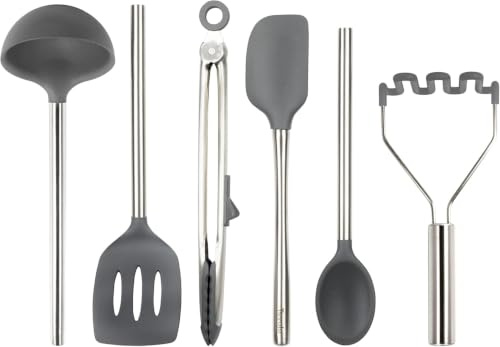 Tovolo Silikon-Utensilien-Set mit 6 (Kohle) – Küchenutensilien & Gadgets unverzichtbar zum Backen, Kochen, Lebensmittelzubereitung, Grillen, Zuhause, Wohnung & Verschenken/BPA-frei & spülmaschinenfest