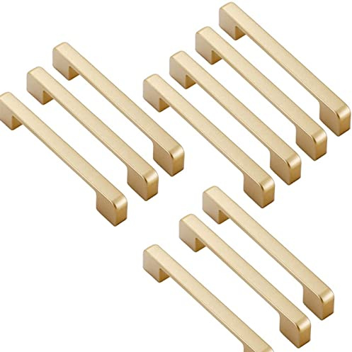MARGUERASW 10 Stück Möbelgriffe Gold Küchengriffe 192mm lochabstand Griffe für Küchenschränke - Schrankgriffe Vintage Schubladengriffe Schrank Griff Möbel Gold