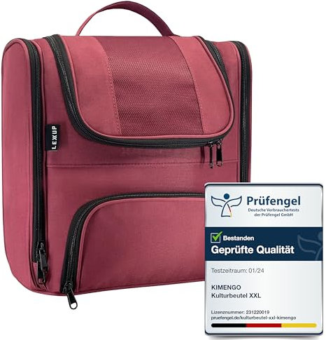 LEXXUP Kosmetiktasche XXL Kulturbeutel zum Aufhängen [11L Stauraum] 1 STK Kulturtasche Damen Kulturbeutel Herren Wasserabweisende Toilettentasche Schminktasche (Rot)