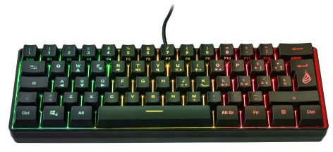 SureFire Kingpin X1 60% Gaming Tastatur Italian, Gaming Multimedia Keyboard klein & mobil, RGB-Tastatur mit Beleuchtung, 25 Anti-Ghosting-Tasten, italienisches Layout QWERTY