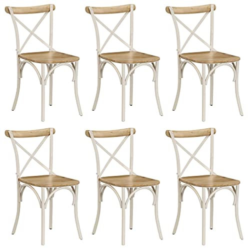 INLIFE Esszimmerstühle 6 STK. Weiß Mango-Massivholz