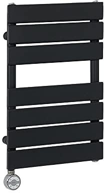 Milano Lustro 400W Black Flat Panel Electric Heated Towel Rail Thermostatic - 600mm x 400mm