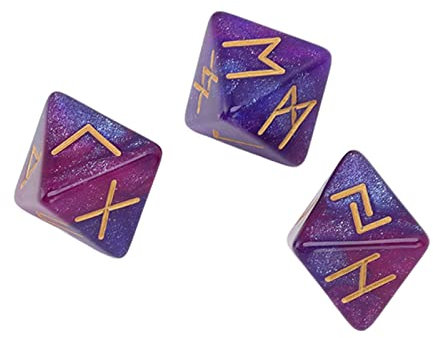 Dadi Runici, 3 Pezzi Dadi Runici 8 Facce Star Sky Mystic Vivid Colors Astrologia Apprendimento Predizione Dadi Poliedrici Set per Adulti (Blu porpora)