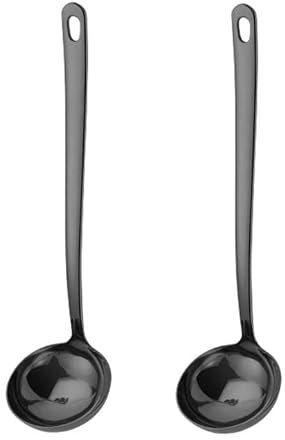 MBBITL Soup Ladle 2-Pack 2.9 Inches Large Bowl 304 Stainless Steel Spoon Kitchen Server - Black