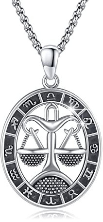 REDSUN Konstellation Kette,Waage Sternzeichen Kette 925 Sterling Silber Konstellation Halskette Tierkreis Sternzeichen Anhänger Kette für Herren Damen