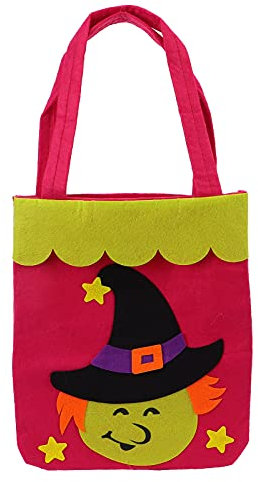 Halloween-Süßes oder Saures-Taschen, Halloween-Tragetasche, Wiederverwendbare Vliestasche, Halloween-Taschen Zum Verpacken von Geschenken, Halloween-Partyzubehör(Hexe)