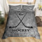 Eishockey Bettwäsche 135x200 Sportgrau Bettbezug Superweiche Mikrofaser 3 Teilig Eishockey Bettwäsche-Sets + 2 Kissenbezug 80x80 cm mit Reißverschluss