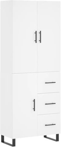 vidaXL Highboard, Sideboard mit viel Stauraum, Kommode Schrank für Wohnzimmer, Anrichte Beistellschrank Metallbeine, Modern, Weiß Holzwerkstoff