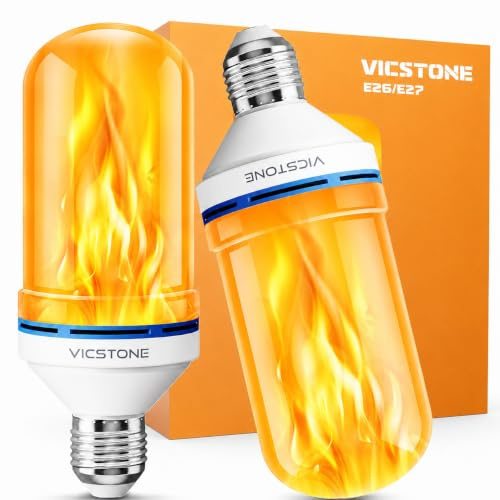 Upgraded E26 Flame Light Bulbs for Halloween Christmas Decorations, 4 Modes | LED Flickering Light Bulbs with Upside Down Effect, Fire Light Bulb for Porch Party Patio Home Indoor Outdoor Decor, 2