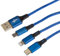 Maplin USB-A to 3 in 1 Multi Charging Cable USB-C & Lightning & Micro USB-B Braided 1.2m Blue, for iPhone 15,14,13,12,11, iPad, Android phones Samsung S7/S6/S5, Sony, Huawei, PS4, HTC, Kindle, Camera