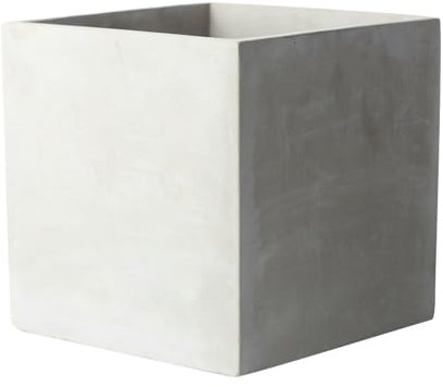 ESTINTENG Vaso da fiori quadrato semplice e moderno in cemento bianco embrione traspirante, balcone, giardino esterno, vaso da fiori in vaso con fori, colore primario in cemento, 18 x 18 cm, perforato