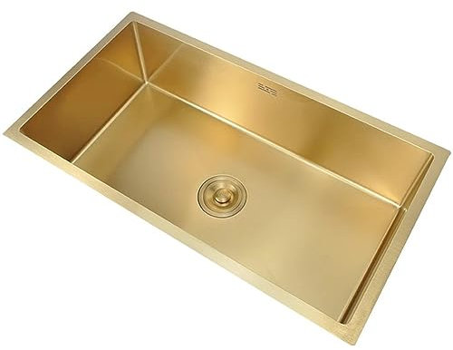 ATHUAH Fregadero de Cocina Dorado Fregadero Incorporado Fregadero de Barra Fregadero bajo encimera Material de Acero Inoxidable 304 (Tamaño: 60x40x20cm)